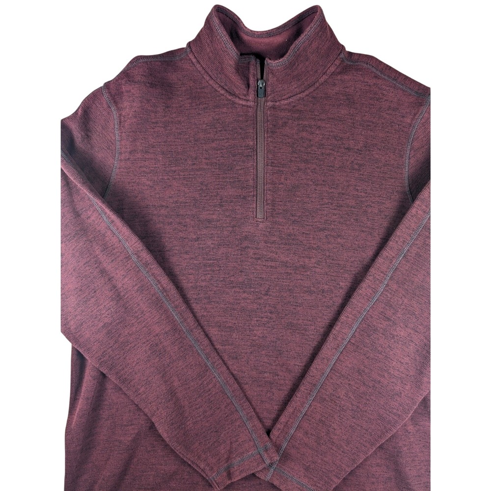 Eddie Bauer Men's Heather Burgundy 1/4 Zip Pullover‎ Knit Size XLT Cotton Layer